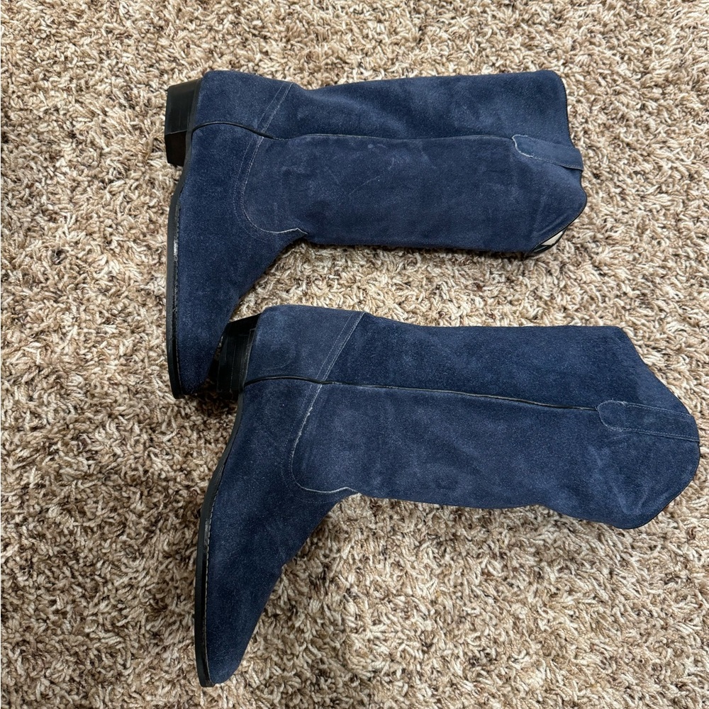 Vintage Navy Suede Boots